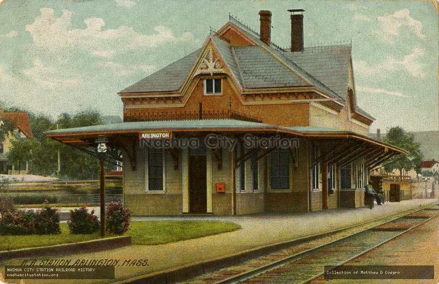 Postcard: Railroad Station, Arlington, Massachusetts